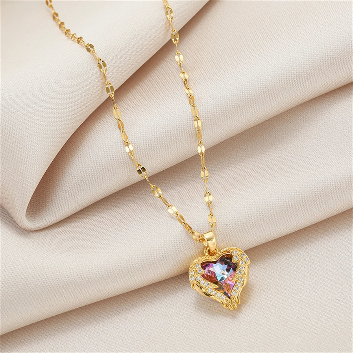 Luminous Ocean Jewel Heart Necklace