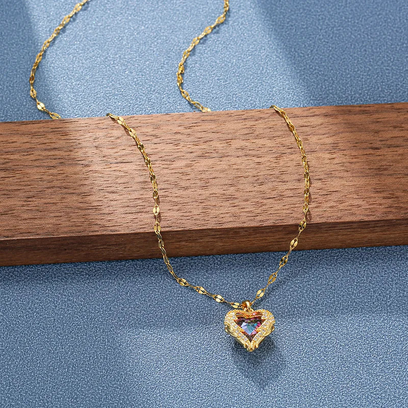 Luminous Ocean Jewel Heart Necklace