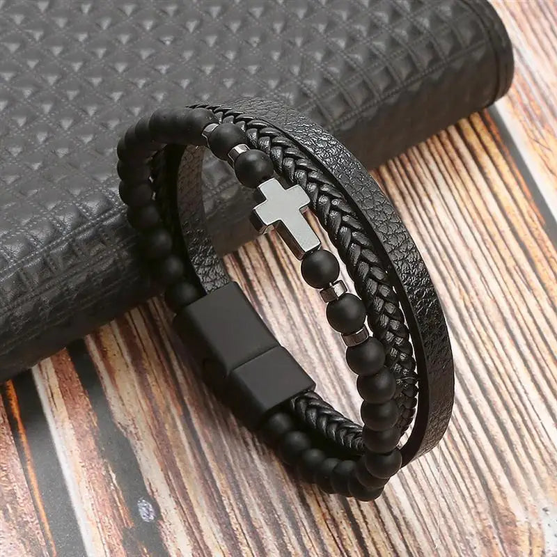 Layered Edge Leather Bracelet