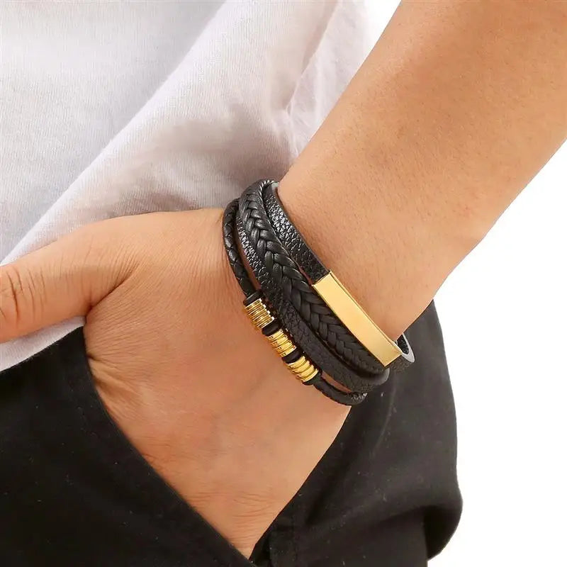 Layered Edge Leather Bracelet
