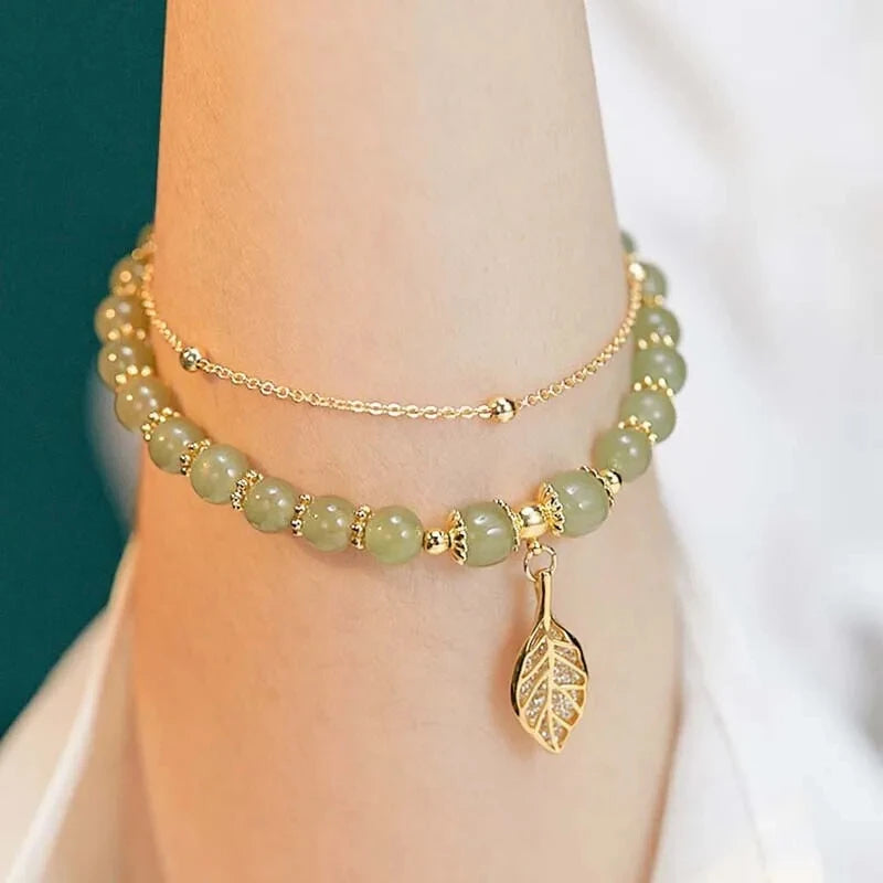 Green Jade Leaf Bracelet