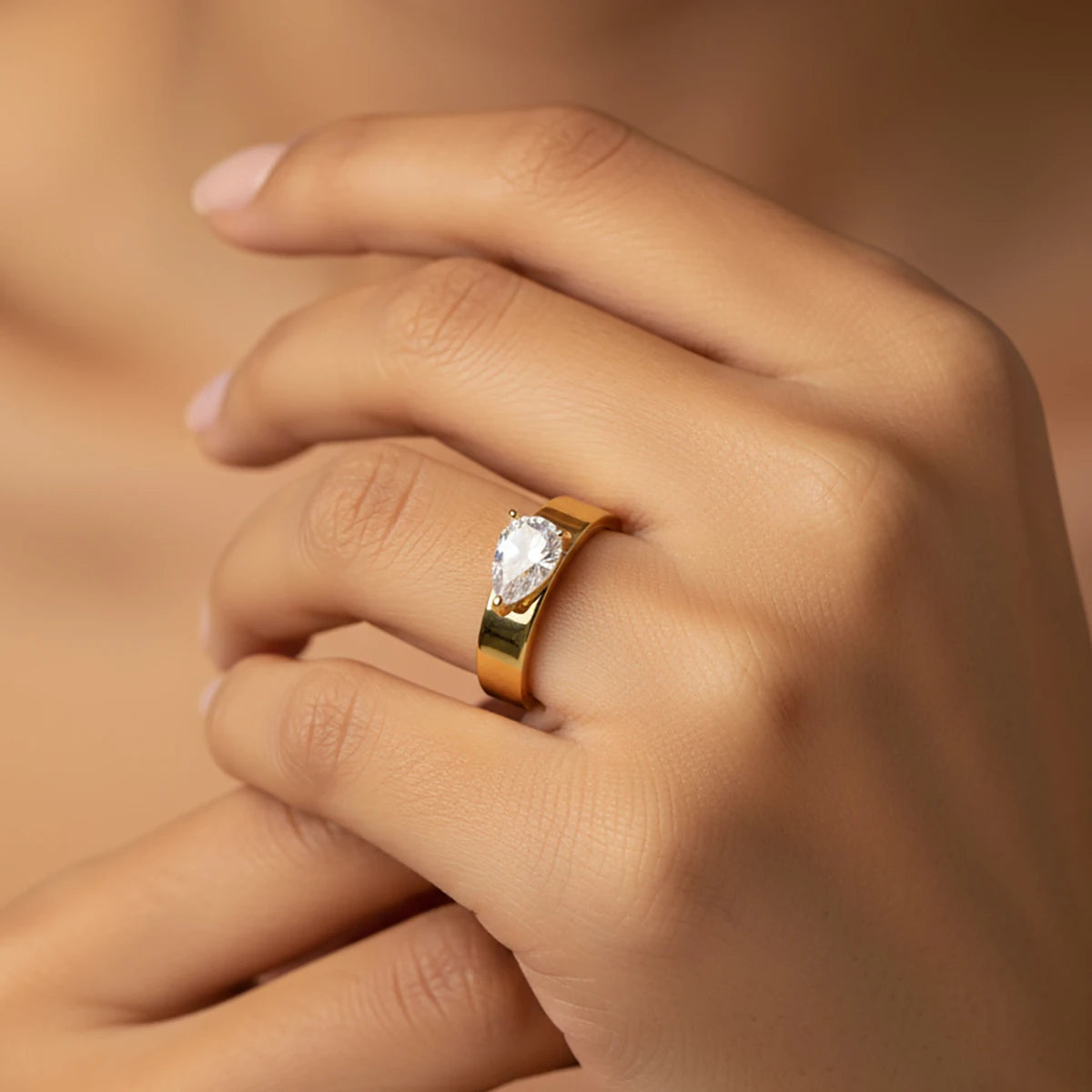 Crystal Teardrop Grace Ring