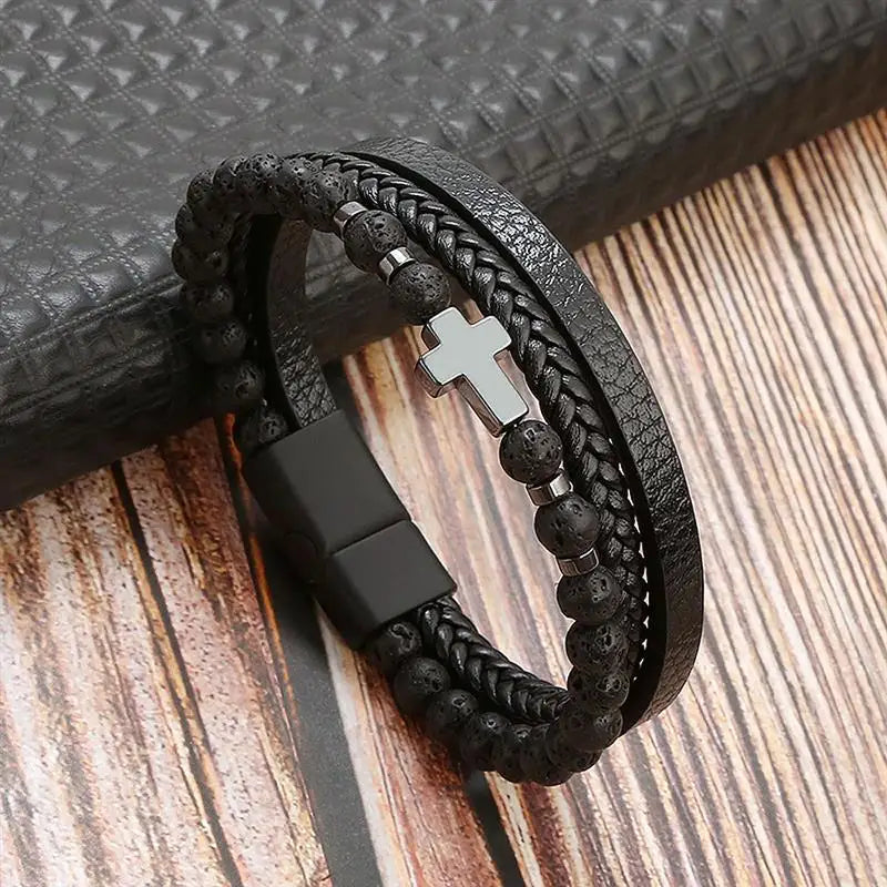Layered Edge Leather Bracelet