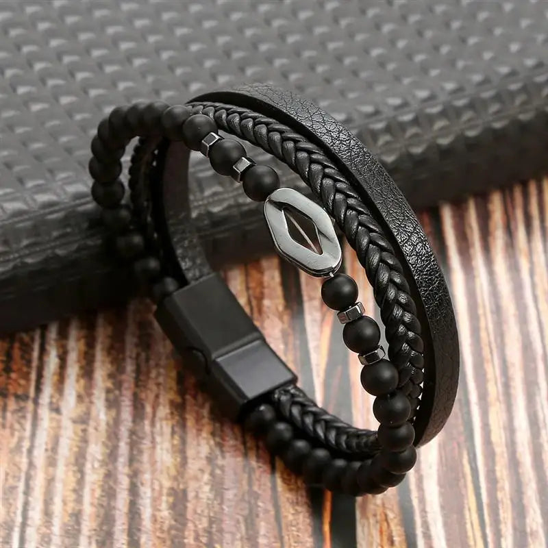 Layered Edge Leather Bracelet