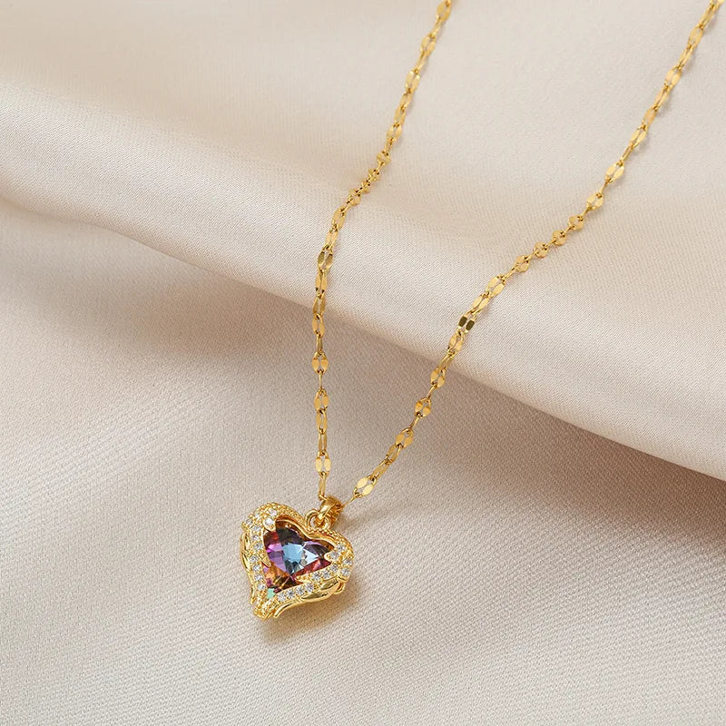 Luminous Ocean Jewel Heart Necklace