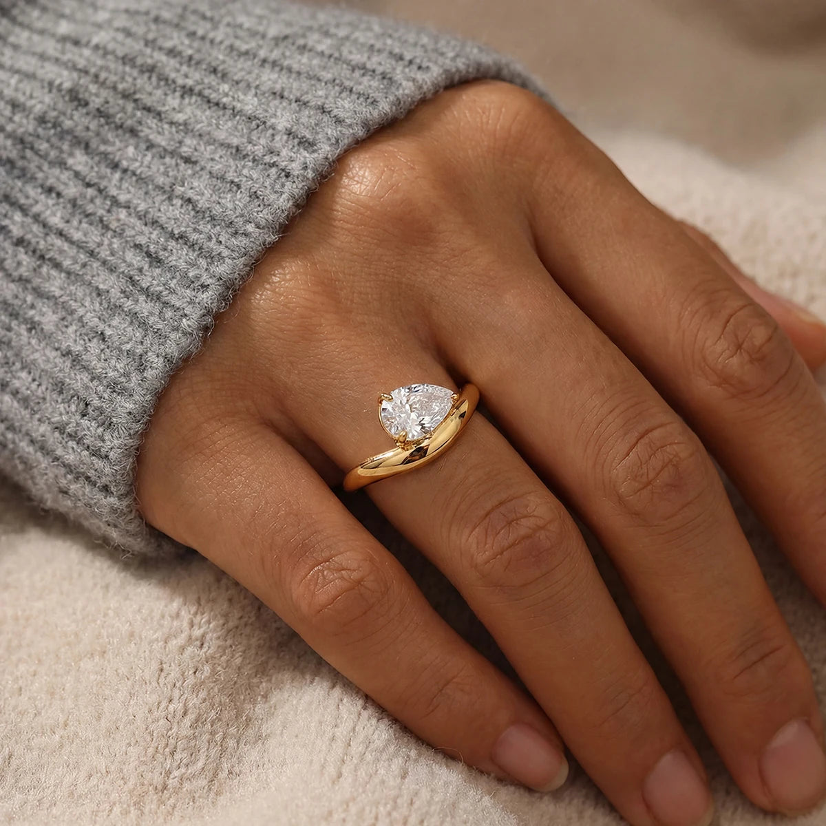 Crystal Teardrop Grace Ring